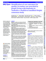 Identification of core outcomes for quality in routine care provided to people living with dementia in Australia: a multilevel modified Delphi consensus study