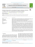 Evaluation framework for conversational AI agents in pharmacy education: A scoping review of key characteristics and outcome measures