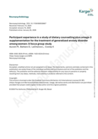 Participant experience in a study of dietary counselling plus omega-3 supplementation for the treatment of generalized anxiety disorder among women: A focus group study