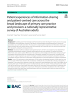 Patient experiences of information-sharing and patient-centred care across the broad landscape of primary care practice and provision: a nationally representative survey of Australian adults