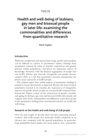 Health and well-being of lesbians, gay men and bisexual people in later life: examining the commonalities and differences from quantitative research