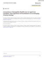 Correction to 'Osteopathic Health Care in Aged Care Facilities: The Experience of Practitioners in an Emerging Practice Setting'