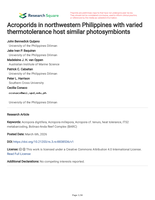 Acroporids in northwestern Philippines with varied thermotolerance host similar photosymbionts