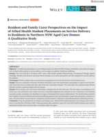 Resident and Family Carer Perspectives on the Impact of Allied Health Student Placements on Service Delivery to Residents in Northern NSW Aged Care Homes: A Qualitative Study