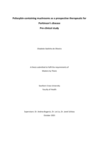 Psilocybin-containing mushrooms as a prospective therapeutic for Parkinson’s disease. Pre-clinical study
