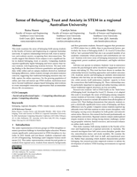 Sense of Belonging, Trust and Anxiety in STEM in a regional Australian University