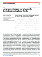 Long-term nitrogen burial exceeds denitrification in global fjords