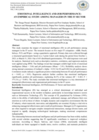 Emotional intelligence and job performance: An empirical study among managers in the it sector