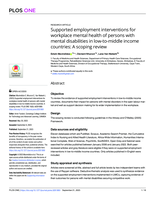 Supported employment interventions for workplace mental health of persons with mental disabilities in low-to-middle income countries: A scoping review