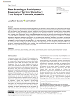 Place Branding as Participatory Governance? An Interdisciplinary Case Study of Tasmania, Australia