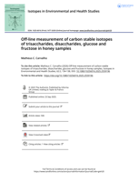 Off-line measurement of carbon stable isotopes of trisaccharides, disaccharides, glucose and fructose in honey samples