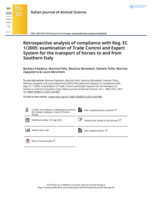 Retrospective analysis of compliance with Reg. EC 1/2005: examination of Trade Control and Expert System for the transport of horses to and from Southern Italy