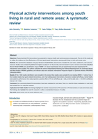 Physical activity interventions among youth living in rural and remote areas: A systematic review