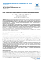 Child Temperament and Academic Performances among Kindergarteners