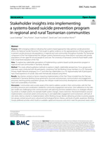 Stakeholder insights into implementing a systems-based suicide prevention program in regional and rural tasmanian communities