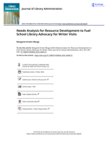 Needs Analysis for Resource Development to Fuel School Library Advocacy for Writer Visits