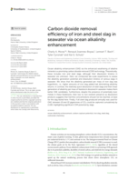 Carbon dioxide removal efficiency of iron and steel slag in seawater via ocean alkalinity enhancement
