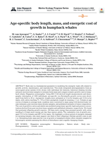 Age-specific body length, mass, and energetic cost of growth in humpback whales