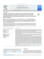 Deciding who decides: An interview study exploring the factors affecting emergency department and intensive care unit health professionals’ understanding and application of the law on end-of-life decision-making
