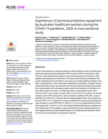 Experiences of personal protective equipment by Australian healthcare workers during the COVID-19 pandemic, 2020: A cross-sectional study