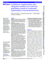 Traditional, complementary and integrative medicine use in the UK population: results of a nationally representative cross-sectional survey