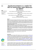 Social procurement as a catalyst for DEI in construction: some takeaways for HRM?