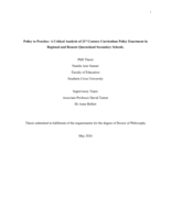 Policy to Practice: A Critical Analysis of 21st Century Curriculum Policy Enactment in Regional and Remote Queensland Secondary Schools