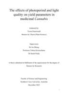 The effects of photoperiod and light quality on yield parameters in medicinal <em>Cannabis</em>