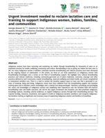 Urgent investment needed to reclaim lactation care and training to support Indigenous women, babies, families, and communities