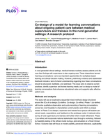 Co-design of a model for learning conversations about ongoing patient care between medical supervisors and trainees in the rural generalist settings: A research protocol