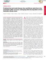 Predicted foot and mouth disease virus and African swine fever virus inactivation within carcases undergoing field decomposition in three Australian climate zones