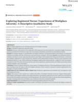 Exploring Registered Nurses' Experiences of Workplace Adversity: A Descriptive Qualitative Study