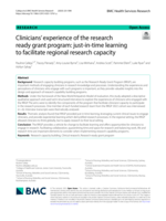 Clinicians' experience of the research ready grant program: just-in-time learning to facilitate regional research capacity