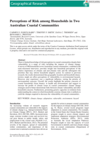 Perceptions of Risk among Households in Two Australian Coastal Communities