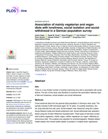 Association of mainly vegetarian and vegan diets with loneliness, social isolation and social withdrawal in a German population survey