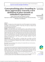 Conceptualising place branding in three approaches: towards a new definition of place brands as embodied experiences