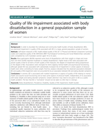 Quality of life impairment associated with body dissatisfaction in a general population sample of women