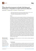 Nature-Based Environments for Health, Well-Being and Performance: A Hypothesis on Sport and Exercise Behavior