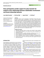 Does participation predict support for place brands? An analysis of the relationship between stakeholder involvement and brand citizenship behavior