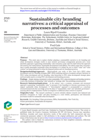 Sustainable city branding narratives: a critical appraisal of processes and outcomes