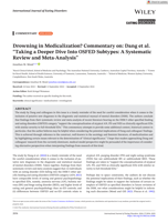 Drowning in Medicalization? Commentary on: Dang et al. "Taking a Deeper Dive Into OSFED Subtypes: A Systematic Review and Meta-Analysis"
