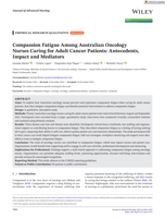 Compassion Fatigue Among Australian Oncology Nurses Caring for Adult Cancer Patients: Antecedents, Impact and Mediators