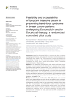 Feasibility and acceptability of ice plant intensive cream in preventing hand-foot syndrome in breast cancer patients undergoing Doxorubicin and/or Docetaxel therapy: a randomized controlled pilot study