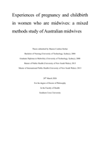 Experiences of pregnancy and childbirth in women who are midwives: a mixed methods study of Australian midwives