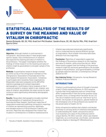 Statistical analysis of the results of a survey on the meaning and value of vitalism in chiropractic