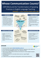 Whose Communication Counts? CEFR Blind and the Transformation of Speaking Practices in English Language Teaching