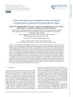Coral reef exposure increases aerosol and cloud condensation nuclei over the Great Barrier Reef