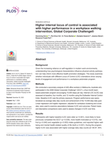 Higher internal locus of control is associated with higher performance in a workplace walking intervention, Global Corporate Challenge